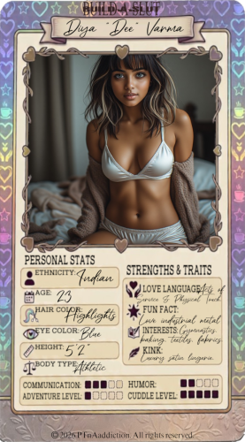 AI Generated - Build-A-Slut Bio and trading cards