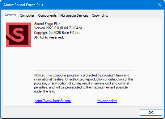 BorisFX Sound Forge Plus 2026.0.0.71